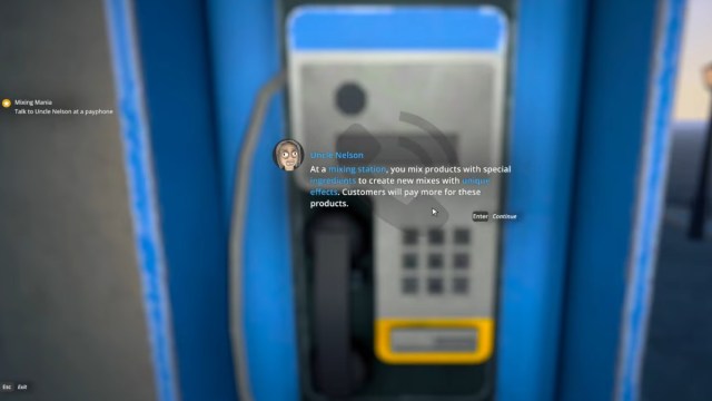 Schedule 1 phone call with uncle nelson to start mixing mania quest