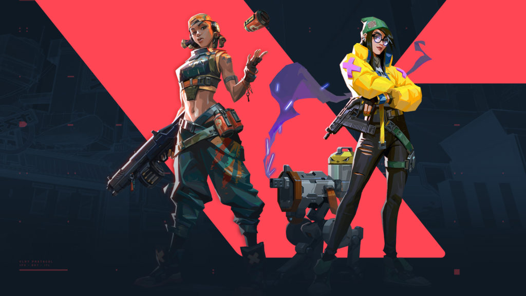 Killjoy and Raze's splash art for VALORANT.