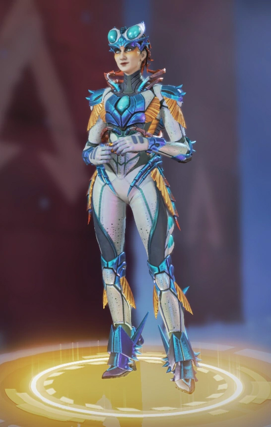 Horizon wears a bright blue bug-inspired skin.