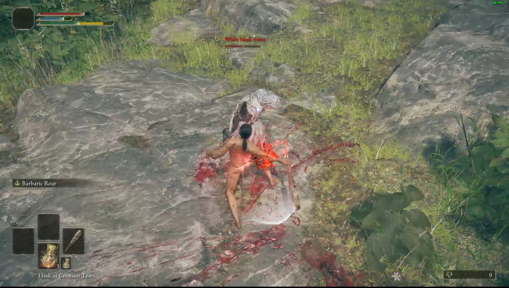 Wretch class with no armor attacking an enemy with their club in Elden Ring