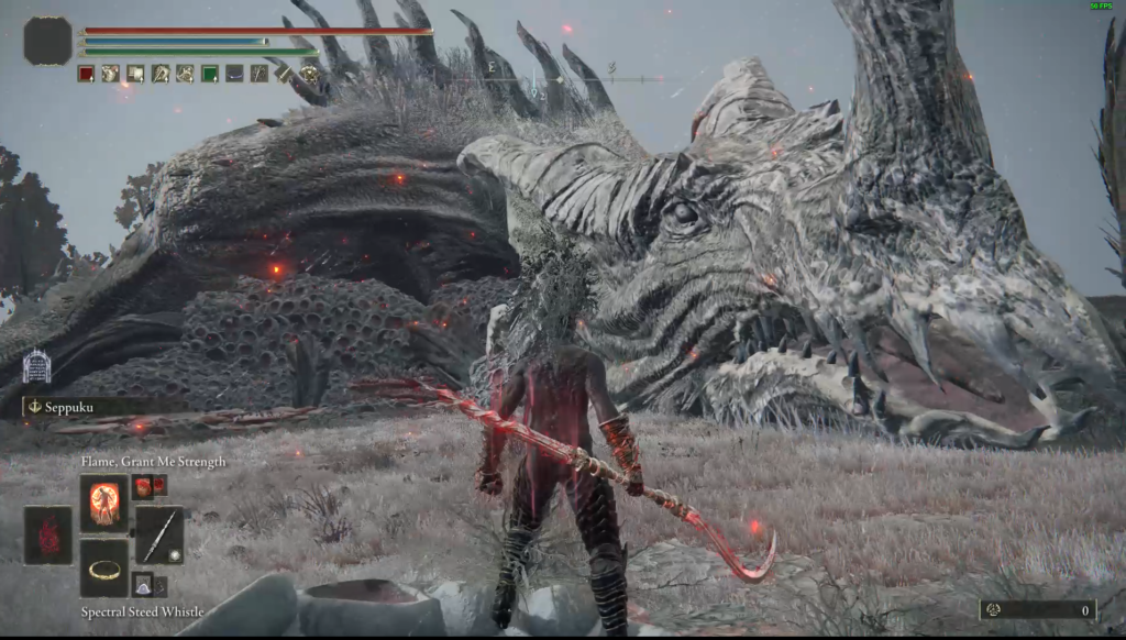 The dragon, Elder Dragon Greyoll , once defeated in Elden Ring.