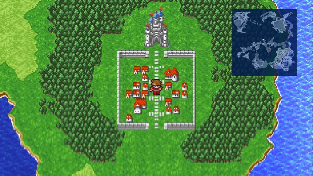 A screenshot of the overworld map in Final Fantasy I.