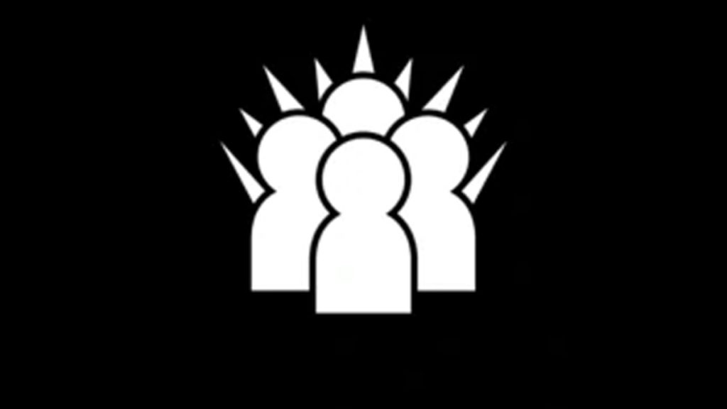 Fortnite's Plays Well With Others black and white banner.