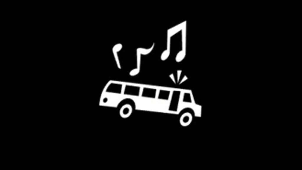Fortnite's Battle Bus black and white banner.
