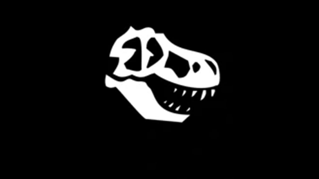 Fortnite's dinosaur skull black and white banner.