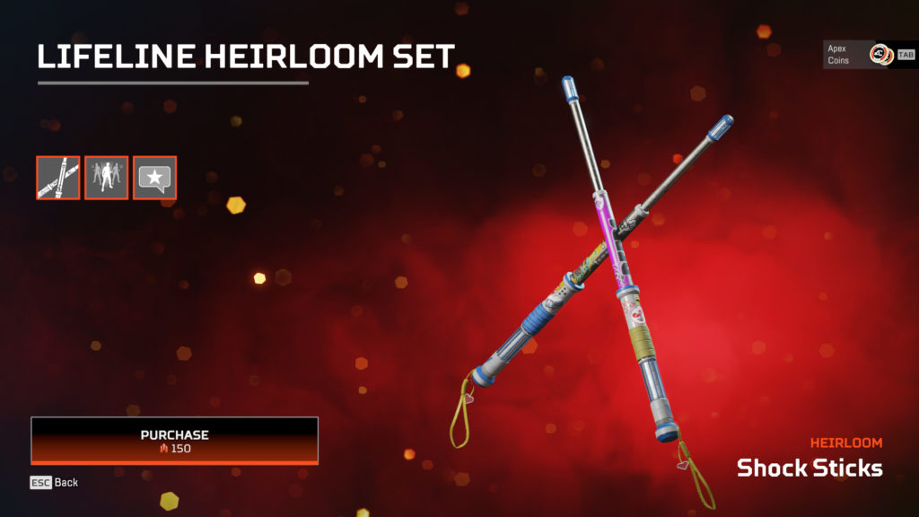 Lifeline's Shock Sticks heirloom in Apex Legends.
