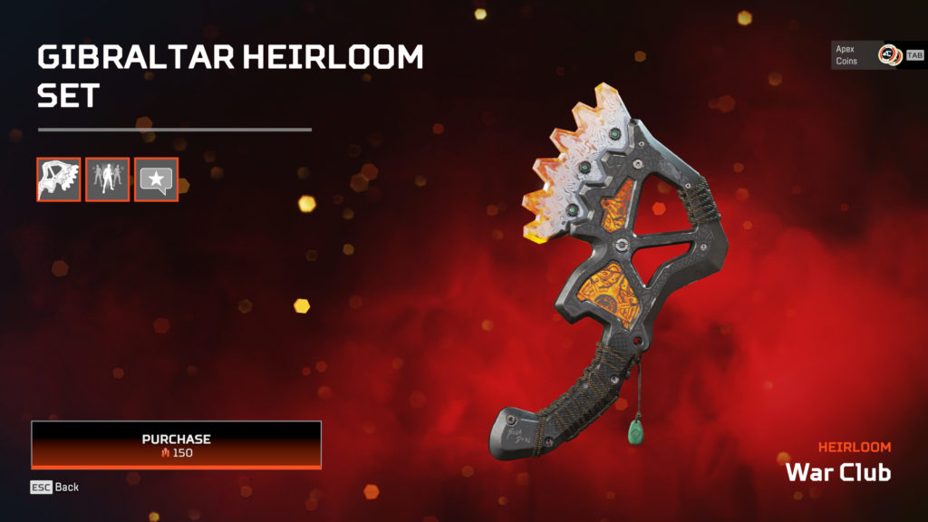 Gibraltar's War Club heirloom in Apex Legends.