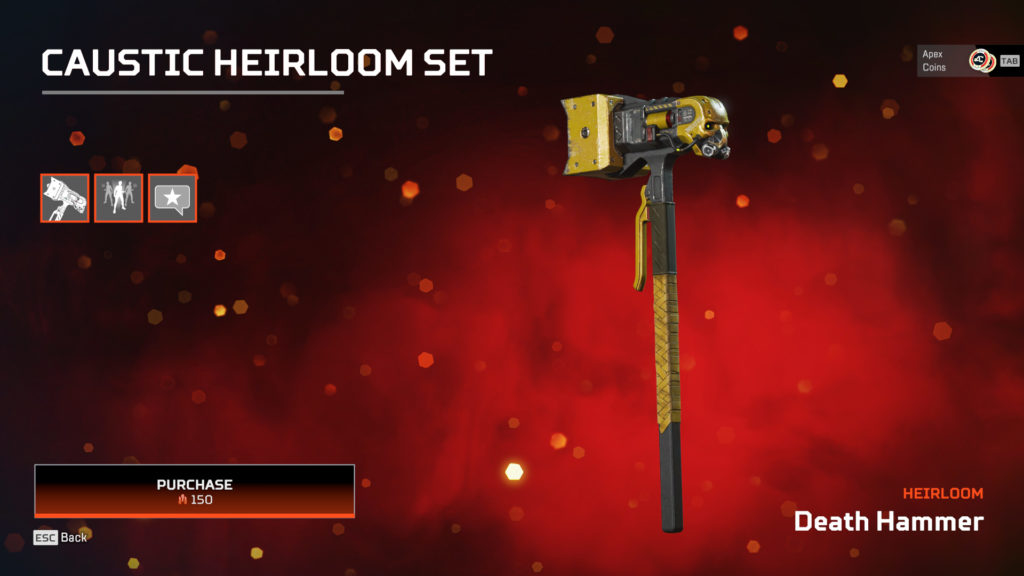 Caustic's Death Hammer heirloom in Apex Legends.