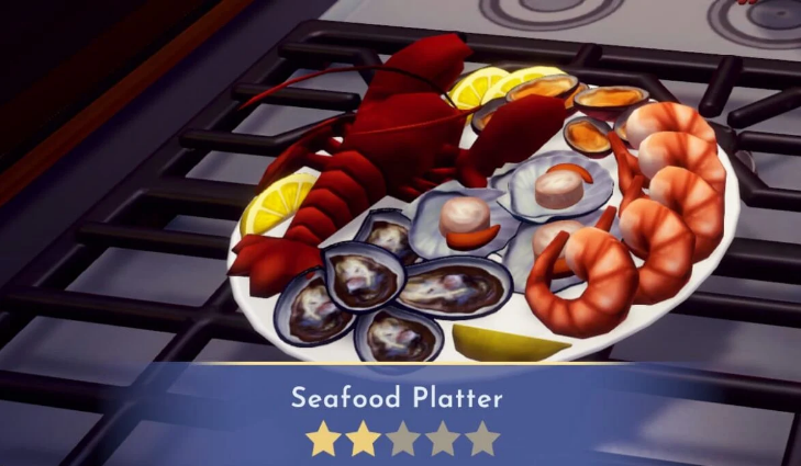 The completed seafood platter in Disney Dreamlight Valley 