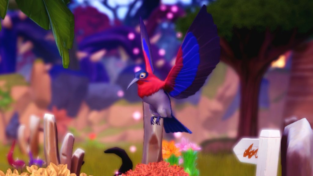 a red sunbird landing in disney dreamlight valley