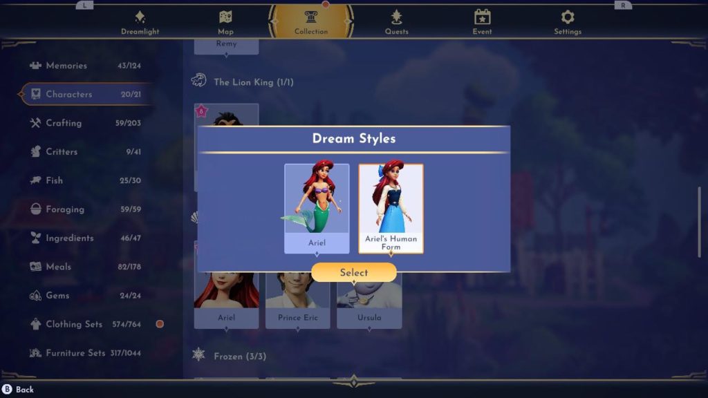 Ariel's two possible Dream Style looks.