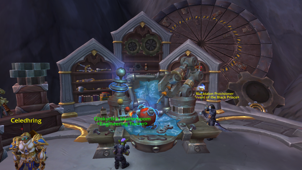 Engineering station in Valdrakken with Engineers tinkering.
