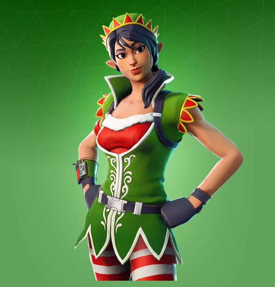 A female skin in Fortnite wearing red and white leggings, a green vest, and red undershirt, along with a green hat.