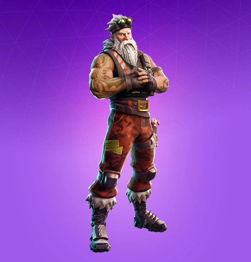 A bearded man in Fortnire wearing black boots, red camo pants, and a shirtless vest.