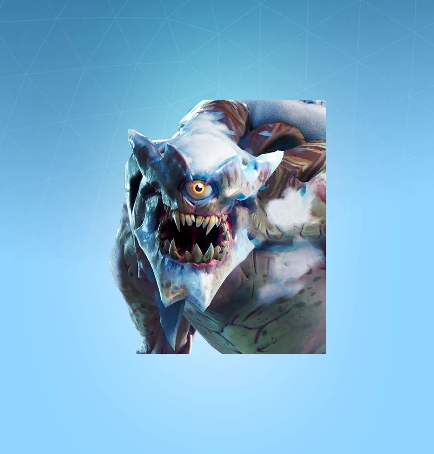 A headshot of a blue, one-eyed monster skin in Fortnite.