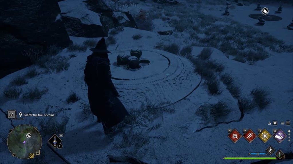 The stone slab to finish the Merlin trial in Hogwarts Legacy