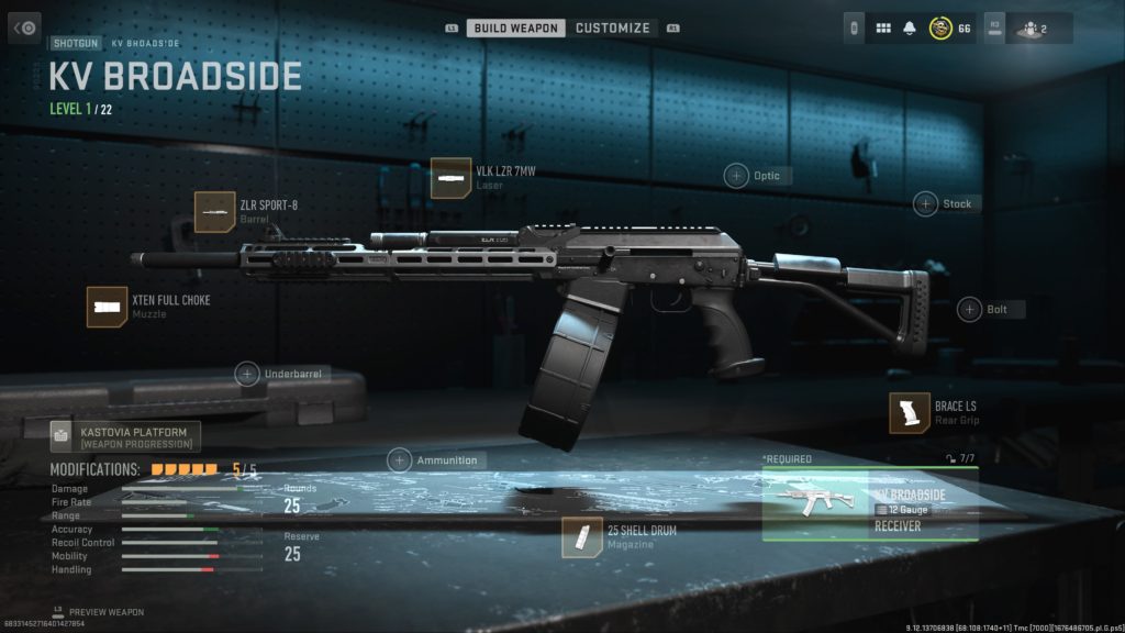 A screenshot of the best KV Broadside loadout in Warzone.